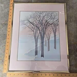 John Sovjani VTG Marsel Framed Winter‎ Landscape Art Print 16x20 Pastels Trees